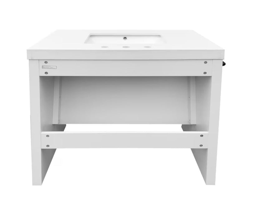 Glacier Bay Hartney ADA 35.4 inch W x 21 inch D x 34 inch H Vanity in White with Engineered Top/Ceramic Sink (New)