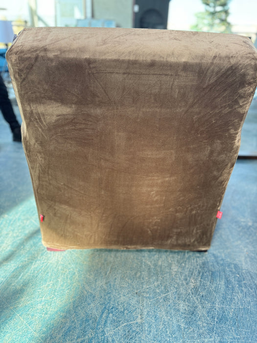 Brown Suede Slipcovered Armchair