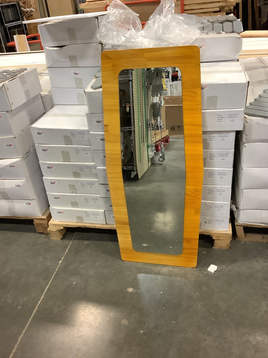 MIRRORIZE Brown Wood Framed Irregular Rectangle Decorative Full-Length Mirror (18 X 42)