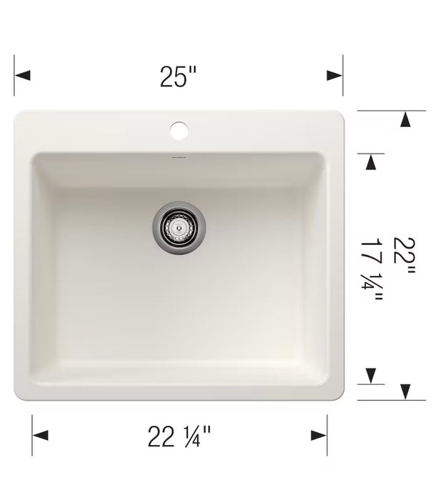 Blanco LIVEN SILGRANIT 25" Single Bowl Drop-In/Undermount Kitchen Sink - White (new)