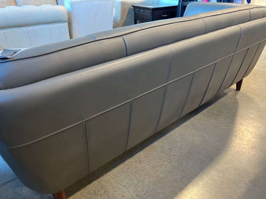 Modern Grey Leather Midcentury Couch (new)
