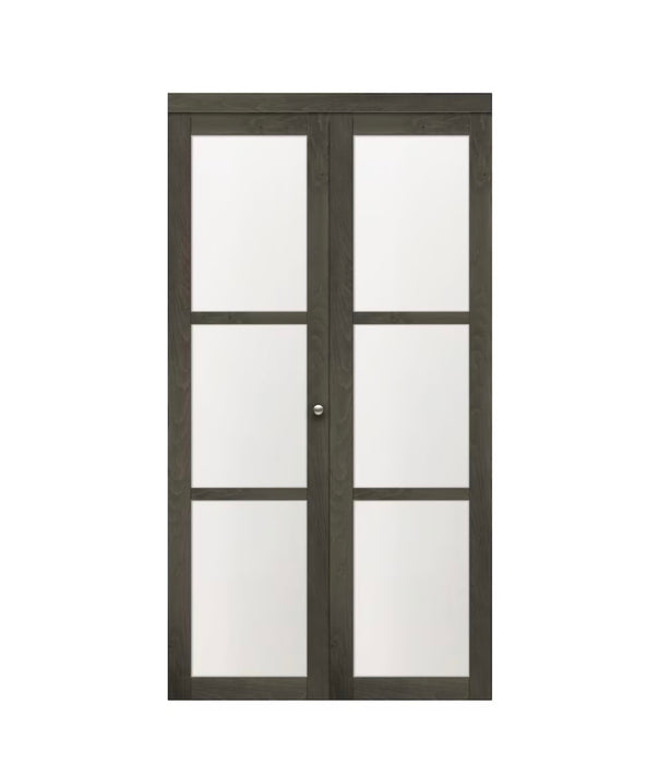 TRUporte 36-inch x 80 1/2-inch Euro Iron Age Frosted Glass 3-Lite Bi-fold Closet Door (new)