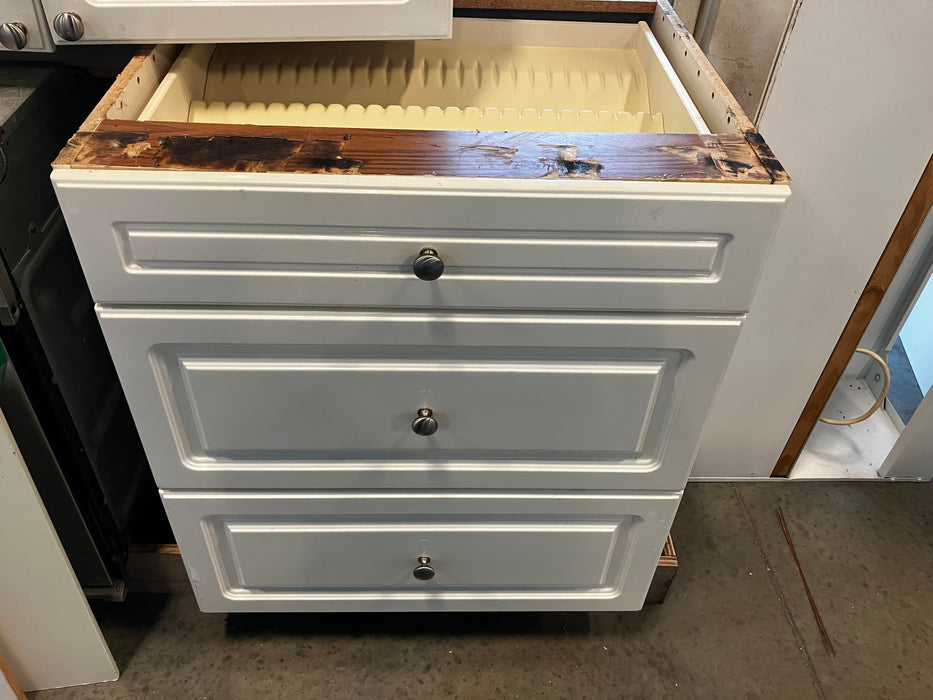 White Kitchen Beveled Cabinets