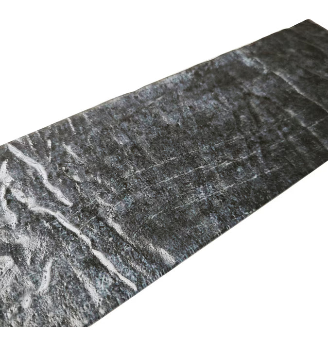 LuxySplash Weathered Charcoal Textured Glass Subway Wall Tile 4" x 12" (New)