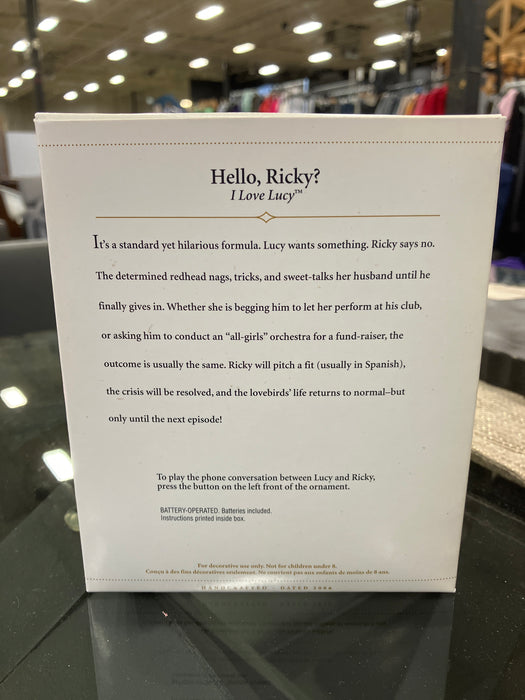 “I Love Lucy” Hallmark Keepsake “Hello, Ricky?” Collector’s Christmas Ornament