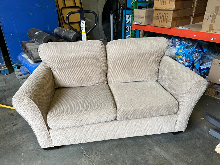 Beige Tweed Fabric Two Seater Sofa (used)