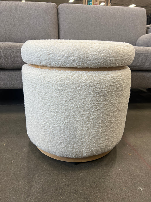 Riverbay Furniture Wood Upholstered Storage Ottoman in Natural