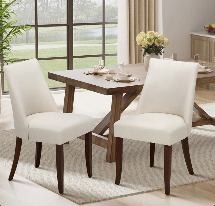 19" Seat Height Parsons Upholstered Dining Chair, Solid Wood Legs, High Back Fabric Dining Side Chairs (Set of 2) (new, as is)