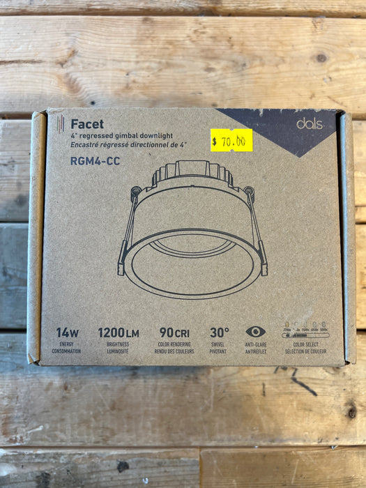 DALS Lighting Inc. 4'' CCT Round Indoor/Outdoor Regressed Gimbal Down Light White (new)