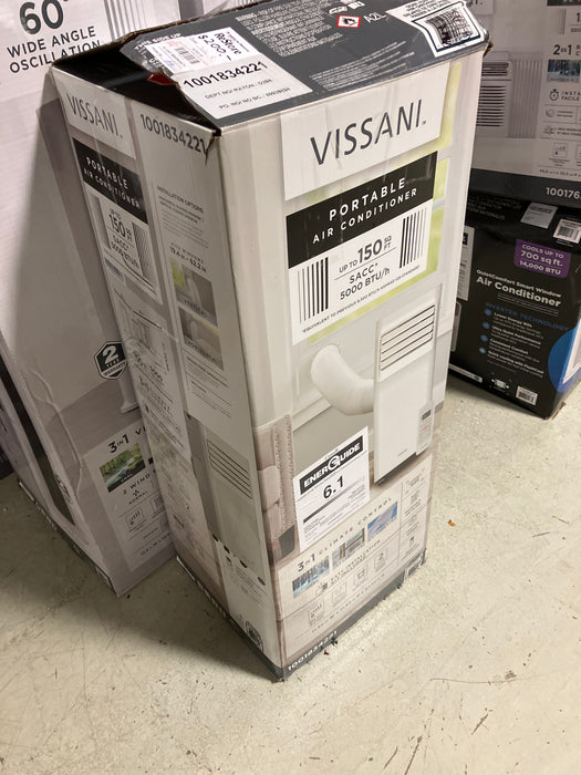 Vissani 8,500 BTU ASHRAE (5,000 BTU DOE/SACC) Portable Air Conditioner Cools 150 Sq. Ft. with Dehumidifier and Remote Control in White