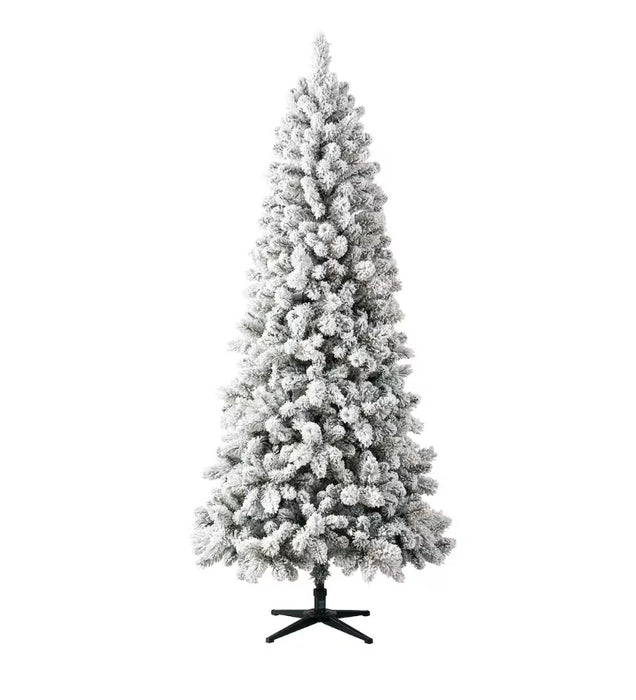 Home Accents Holiday 7.5ft. Pre-Lit 350L Warm White Mini LED Wesley Heavy Flocked Slim (New)