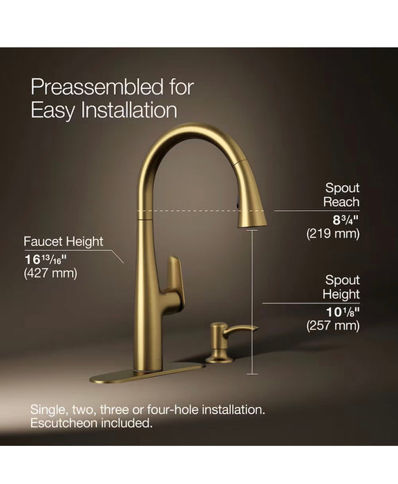 KOHLER Easmor Pull-down 1-Handle Kitchen Sink Faucet in Gold (new)