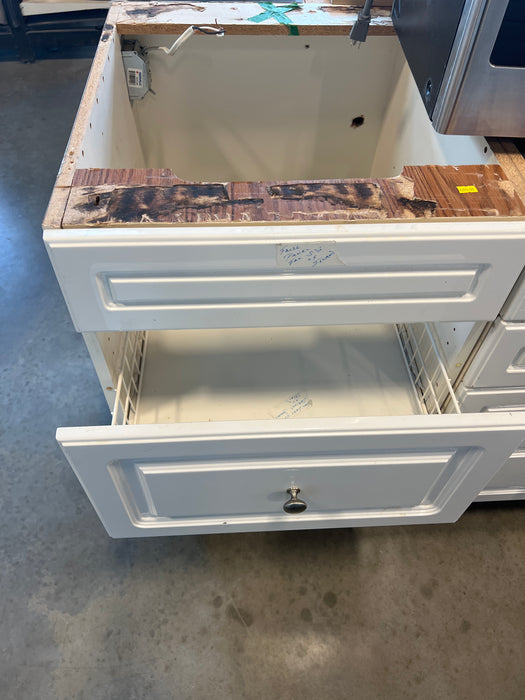 White Kitchen Beveled Cabinets