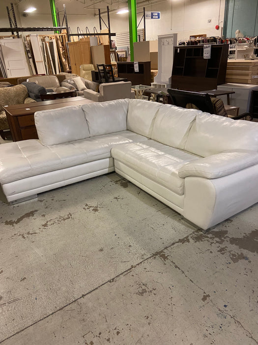 White Leather Sectional (Used)