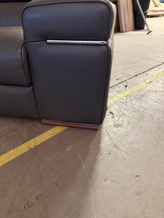 Home Grey Leather Sofa (Slightly Used)