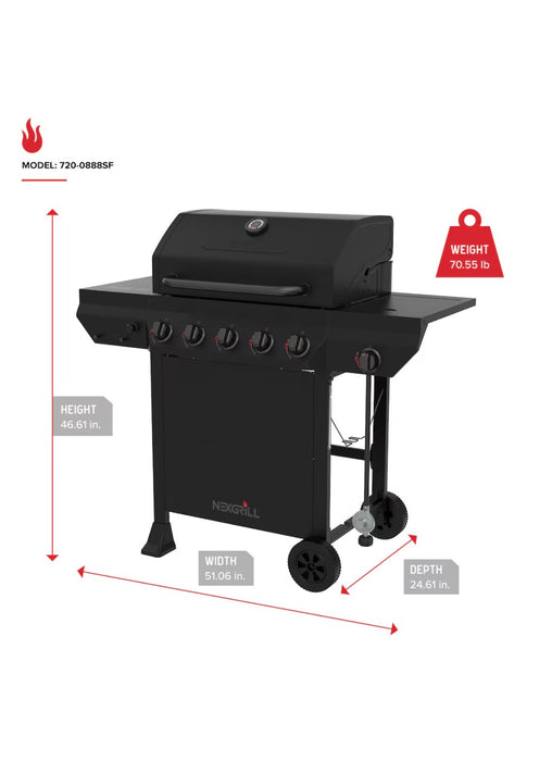 Nexgrill 5-Burner Liquid Propane Gas Grill with Side Burner in Black (new)