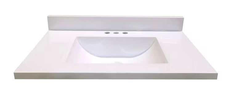 Magick Woods 31-Inch W x 19-Inch D Marble Vanity Top in White with Wave Bowl (new)