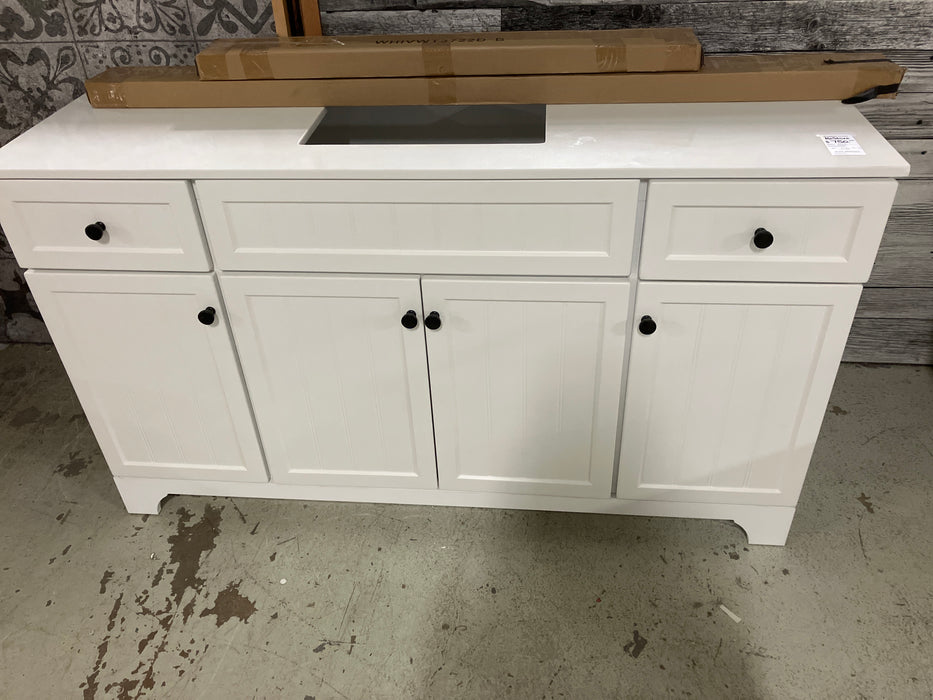 60-inch W Vanity with White Engineered Stone Top