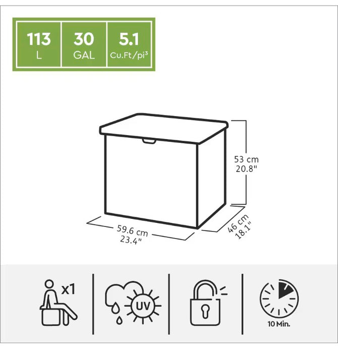 Keter Urban Box 2 x 1.5 ft. (30G/113L) Resin Patio/Outdoor Storage Deck Box/Bench