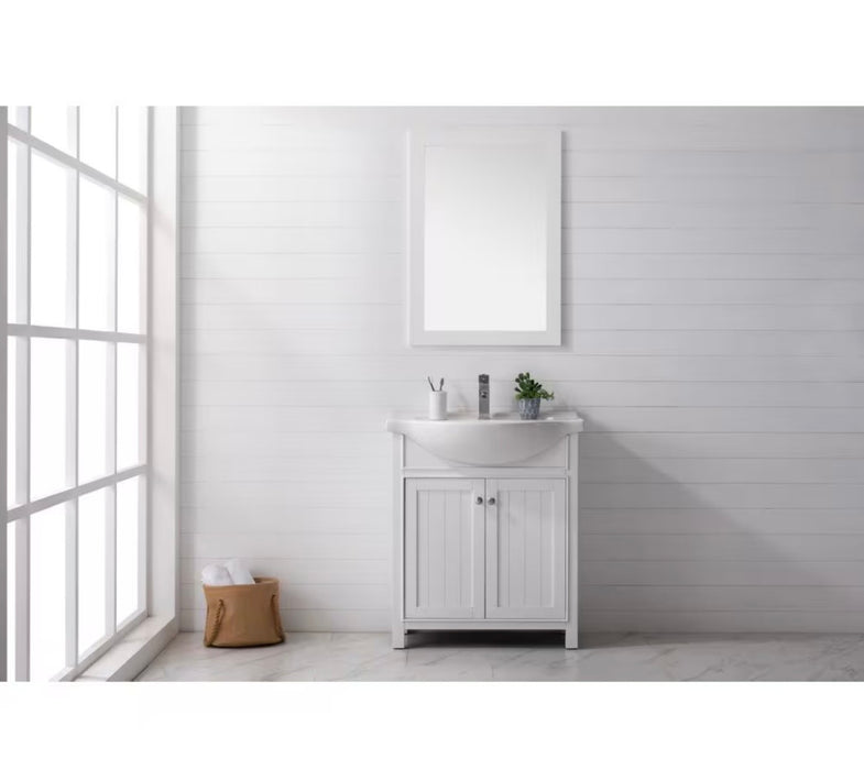 Design Element Marian 30 inch W x 19.25 inch D Vanity in White with Porcelain Top in White  (new)