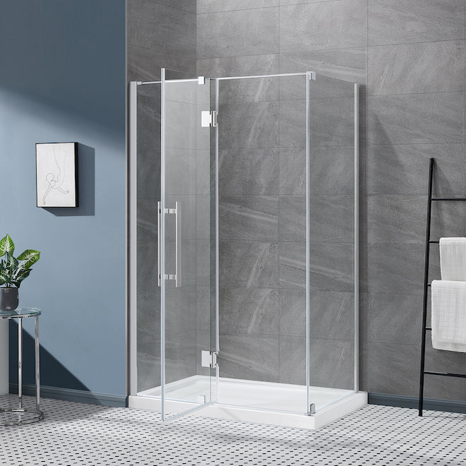 OVE Decors Niko 32-in Clear Glass Side Shower Panel with Chrome Hardware (new)
