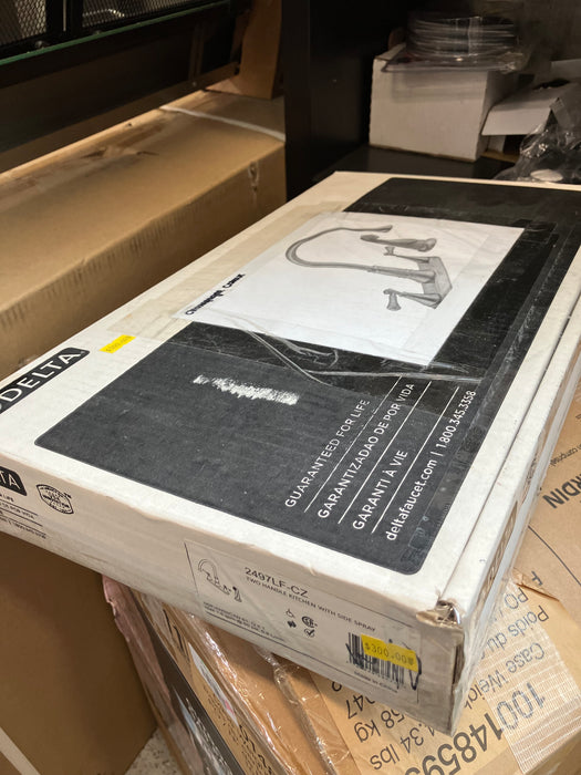 Delta Two Handle Kitchen Faucet with Side Spray in Champagne Bronze Finish (new)