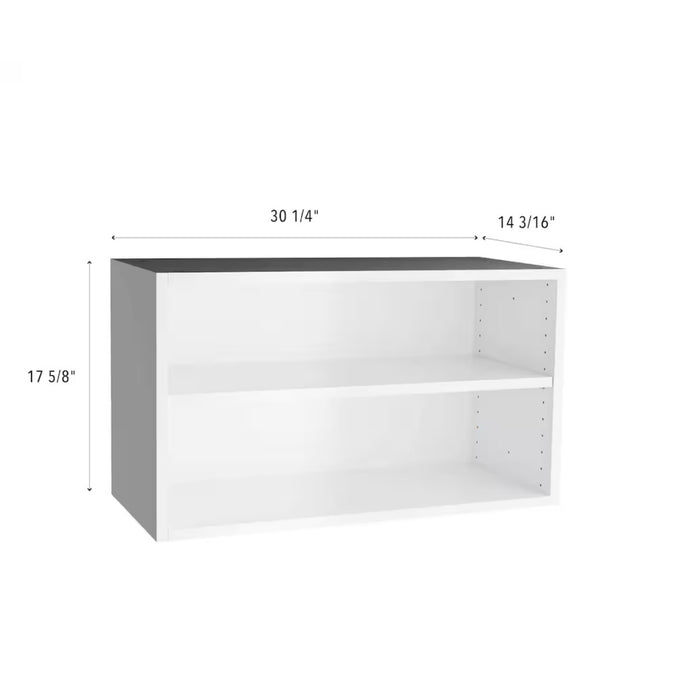30 in W x 18 H x 14 D Assembled Kitchen Bridge Wall Cabinet, White (W3018) (new)
