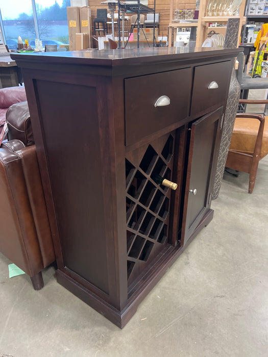 Dark Brown Solid Wood Wine Cabinet
