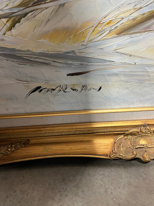 Vintage Original Oil Painting Beach Scene (signed)