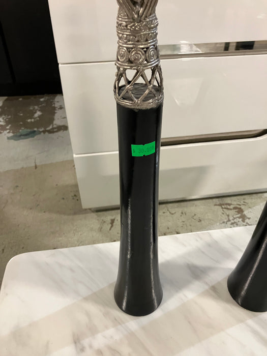 Black Wooden Metal Women Statue