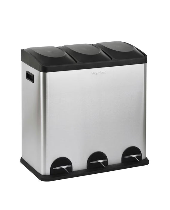 The Step N' Sort 60.5 L 3 Compartment Stainless Steel Trash and Recycling Bin (new)