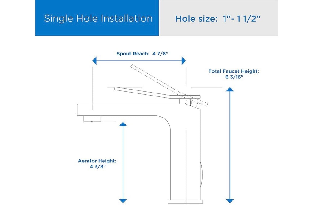 Gerber Avian Single Handle Bathroom Faucet with Metal Touch Down Drain, Chrome (new)