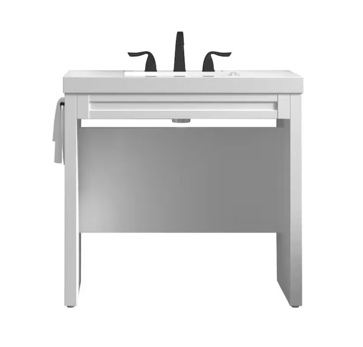 Glacier Bay Hartney ADA 35.4 inch W x 21 inch D x 34 inch H Vanity in White with Engineered Top/Ceramic Sink (New)