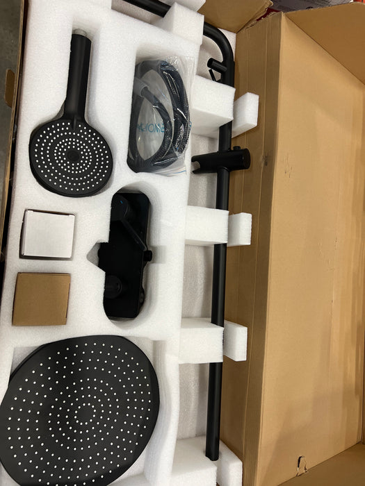 3-Spray Multi-Function Wall Bar Shower Kit with Tub Faucet and 3-Setting Hand Shower in Matte Black (new)