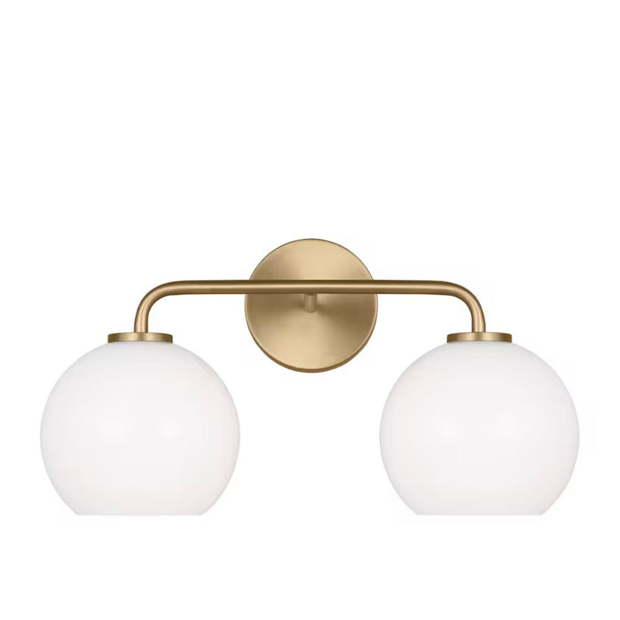Generation Lighting Orley 17.5 inch 2-Light Satin Brass Bathroom Vanity Light with Milk Glass Shades (new)