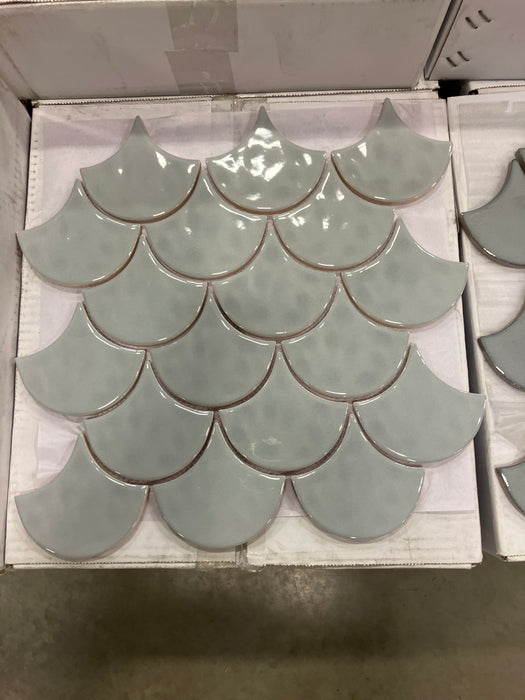 Ash Fish Scale  Mosaic(Dark Grey)/ Fan Fish Scale Mosaic (Light Grey)