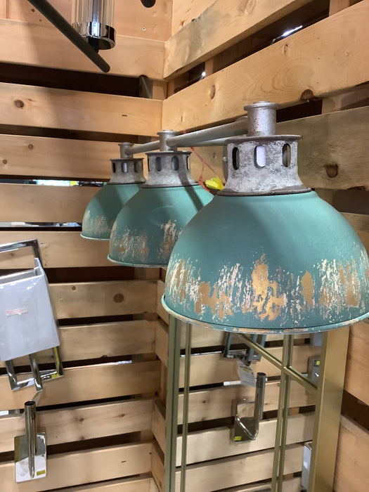 Golden Lighting Kinsley Farmhouse Vanity Light - 3-Light - Aged Galvanized Steel/Teal (New)