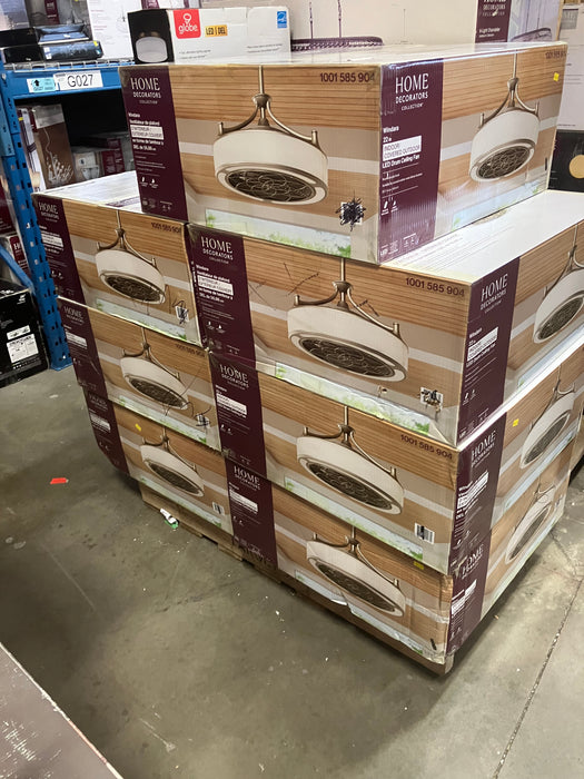 Home Decorators Collection Windara 22-inch Indoor/Outdoor Brushed Nickel Ceiling Fan with Dimmable Integrated LED Light Kit & Remote