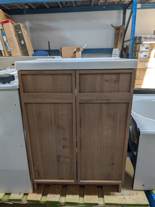 Glacier Bay Dunsmouth 23.6in W X 14.8in D X 33.6in H Vanity In Oak With Ceramic Sink (new)