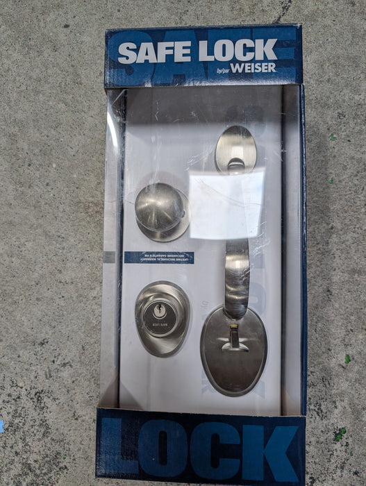 Weiser Safe Lock Daytona x Regina Satin Nickel Exterior Door Handle Set/Entry Door Lock with Key