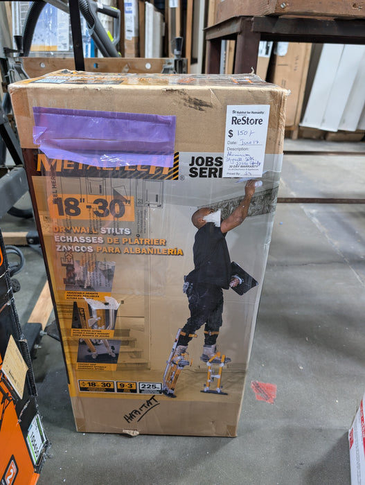 Metaltech Jobsite Series 18 in. to 30 in. All Aluminum Heavy-Duty Drywall Stilts, 225 lbs. Load Capacity (new