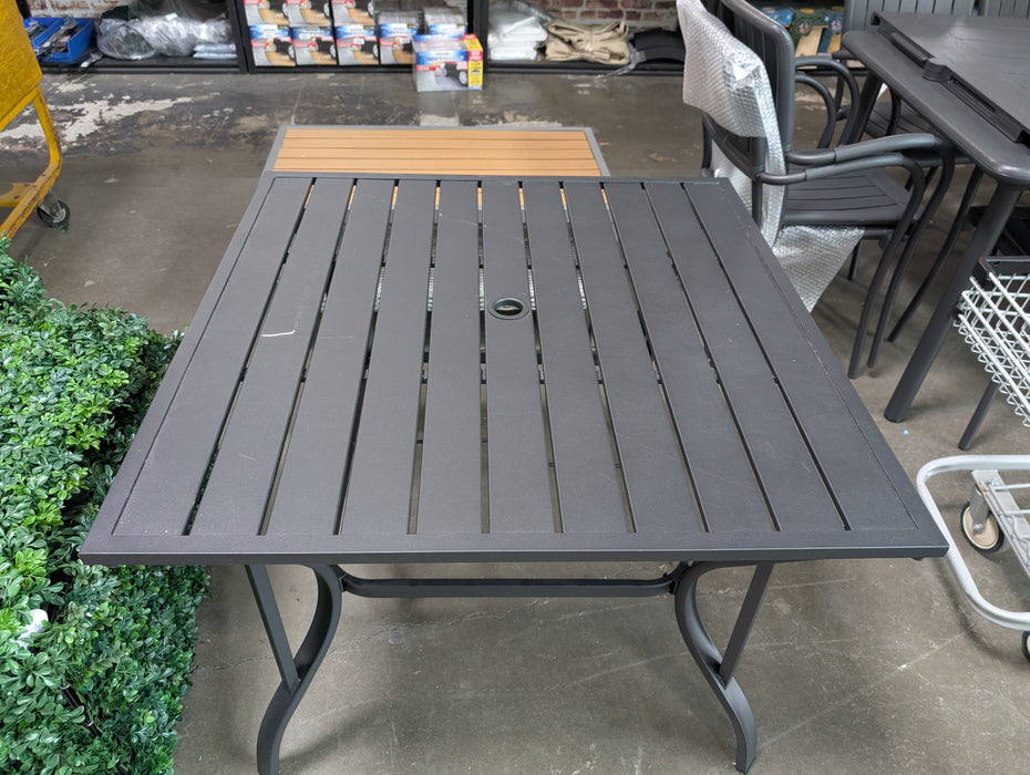 Nuu Garden Black Square Powder-coated Iron Outdoor 37 Inch Dining Table with 1.57'' Umbrella Hole