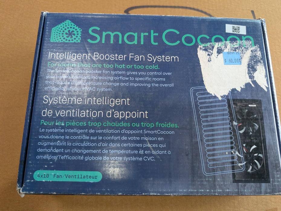 SmartCocoon 4"X10" Intelligent Booster Fan System Renter Friendly Floor Fan