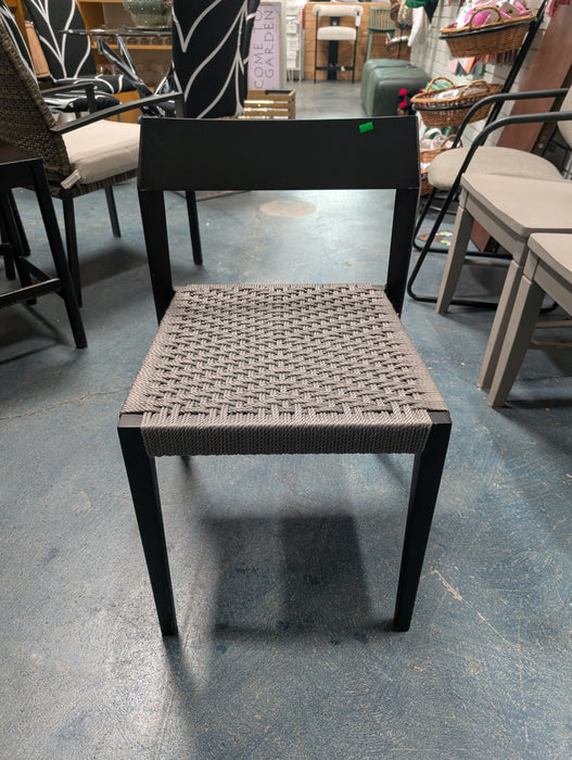 Modern Scandinavian Black Accent Chair with Grey Woven Seat (used)