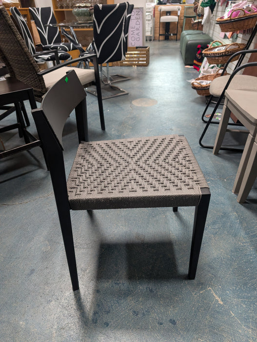 Modern Scandinavian Black Accent Chair with Grey Woven Seat (used)