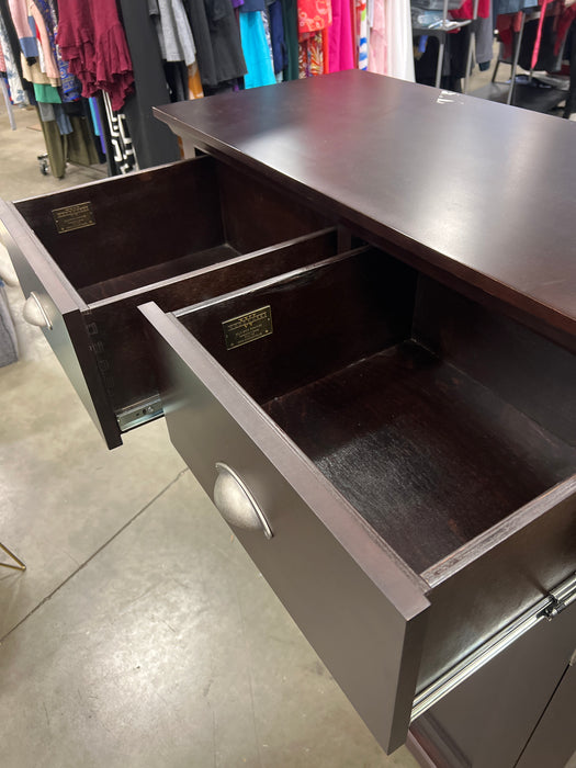 Dark Brown Solid Wood Wine Cabinet