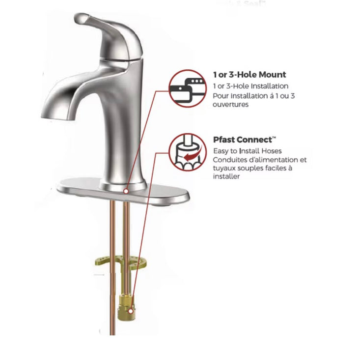 Pfister Ladera Single Handle 1 or 3 Hole Brushed Nickel Bathroom Sink Faucet/Tap (new)