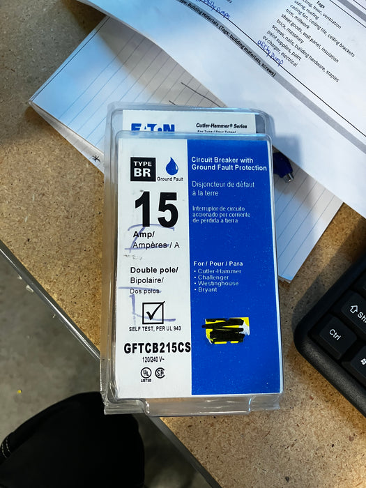 Eaton 15 Amp BR Type 1-Pole GFCI Breaker with Self-Test