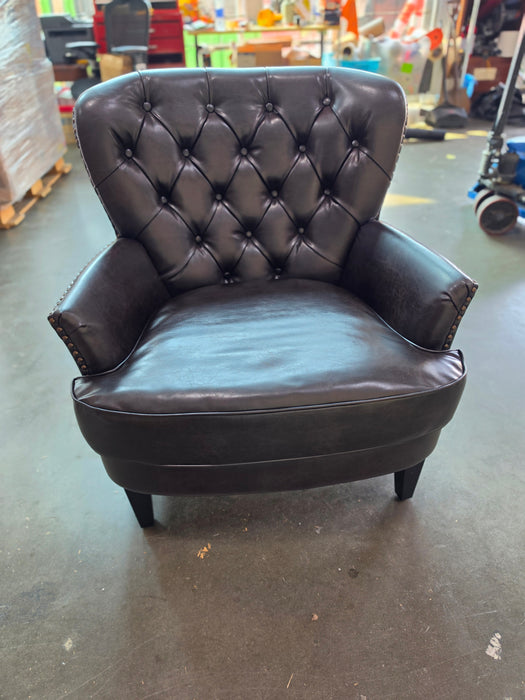 Upholstered Chair With Nailhead Trim, Accent Chair With Curved Backrest - HEHHEH-N760P253374B