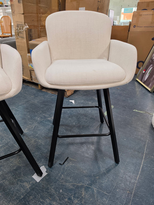 Nicola Swivel Upholstered Bar Stool with Metal Frame(Set of 2) - Upholstery Light Linen - YQ-YB-252-04WF